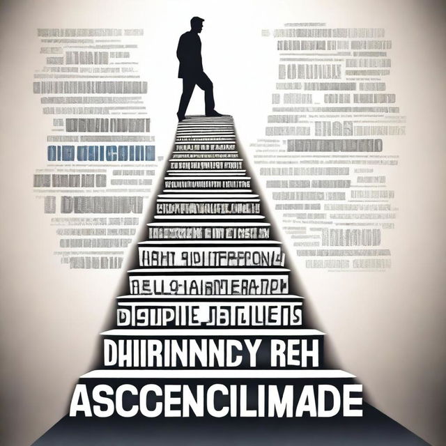 A dynamic image of a person ascending a staircase, each step labeled with words like Focus, Discipline, Goal, Growth, and Achievement