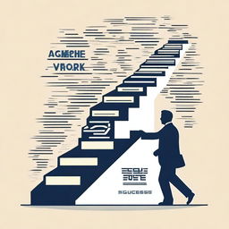 A dynamic and inspiring image of a person ascending a staircase