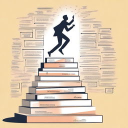 A dynamic and inspiring image of a person ascending a staircase