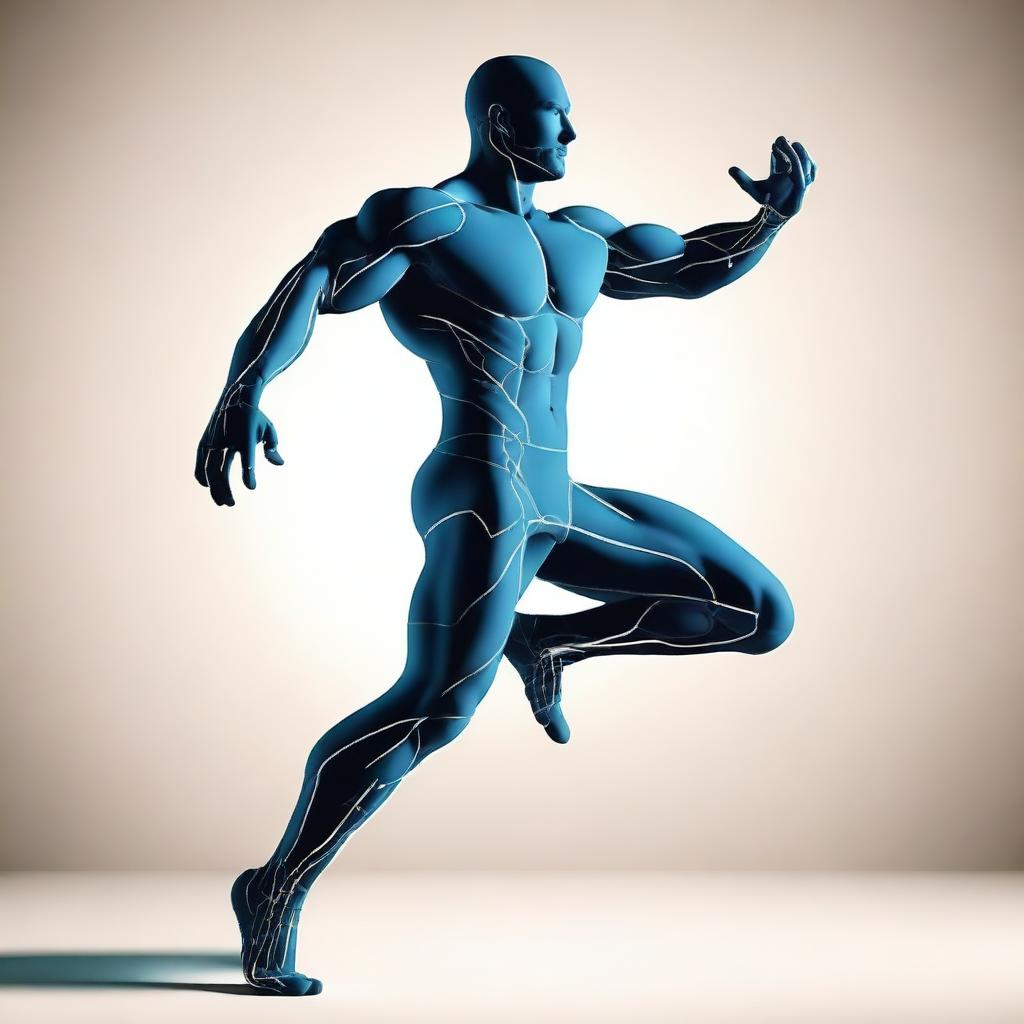 A dynamic figure demonstrating proactivity, depicted in an active pose, taking initiative and showing determination