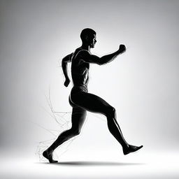 A dynamic figure demonstrating proactivity, depicted in an active pose, taking initiative and showing determination