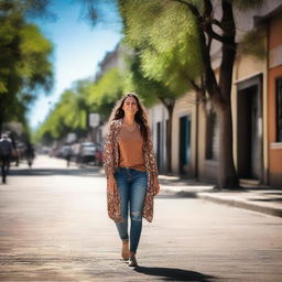 Una mujer latina en la ciudad de Bragado, Argentina