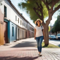 Una mujer latina en la ciudad de Bragado, Argentina