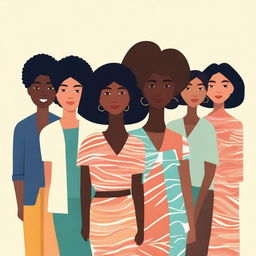 Create an image featuring a diverse group of women from different backgrounds, ages, and cultures, showcasing their unique styles and personalities