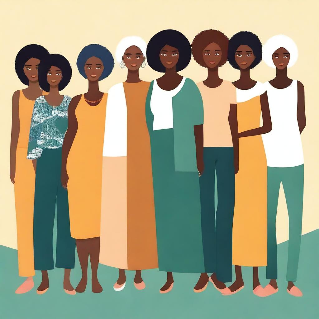 Create an image featuring a diverse group of women from different backgrounds, ages, and cultures, showcasing their unique styles and personalities