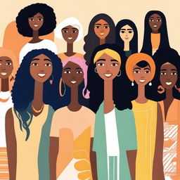 Create an image featuring a diverse group of women from different backgrounds, ages, and cultures, showcasing their unique styles and personalities