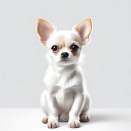 A realistic depiction of a small dog sitting in a white space, designed as a movie poster