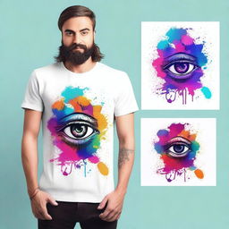 Create a t-shirt design featuring a unique and eye-catching graphic