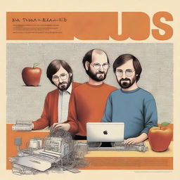 A detailed illustration depicting the story of how Steve Jobs and Steve Wozniak created Apple