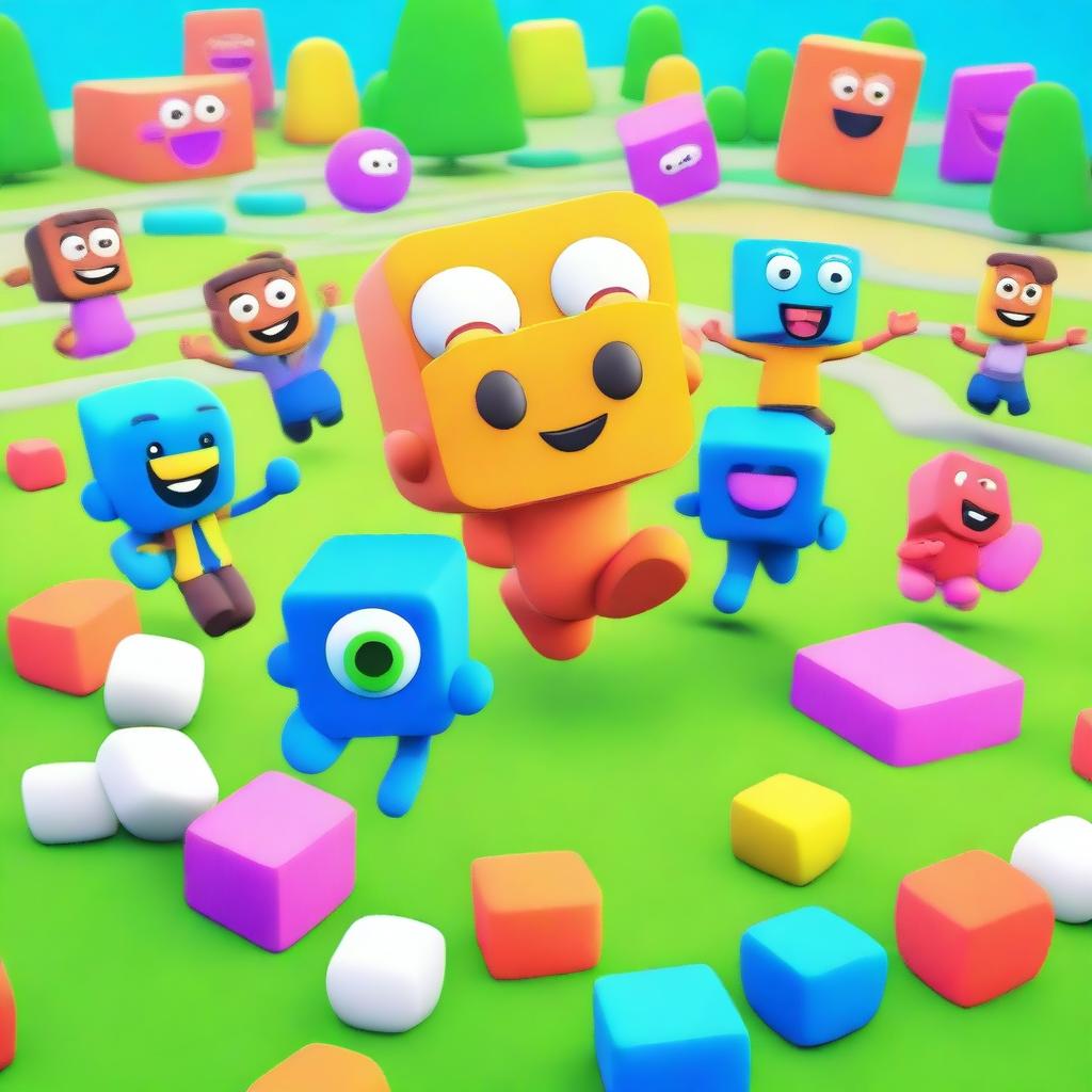 A vibrant and exciting thumbnail for the game Stumble Guys, featuring colorful and playful characters in action, with a dynamic background that captures the chaotic and fun nature of the game