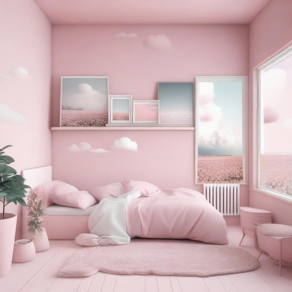 Create an image with an aesthetic pink theme