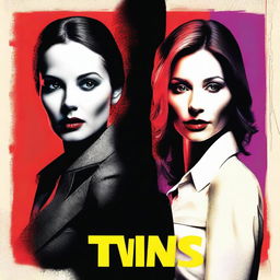 Create a dramatic and tense movie poster titled 'Twins' featuring two beautiful women