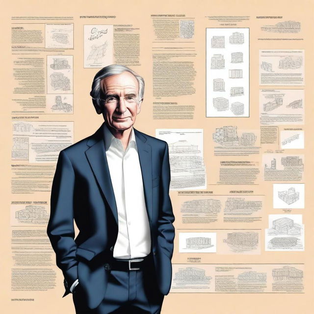 A detailed illustration of Bernard Arnault and his journey in building LVMH into a luxury goods empire