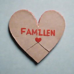 A vivid image of a shattered heart mended with two Band-Aids crossing each other. One bearing the name 'Kathleen Lynn Barnes' and the other reading 'Family'.