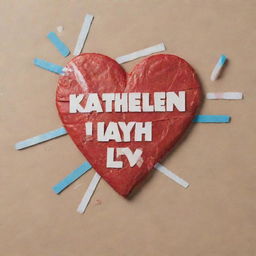 A vivid image of a shattered heart mended with two Band-Aids crossing each other. One bearing the name 'Kathleen Lynn Barnes' and the other reading 'Family'.