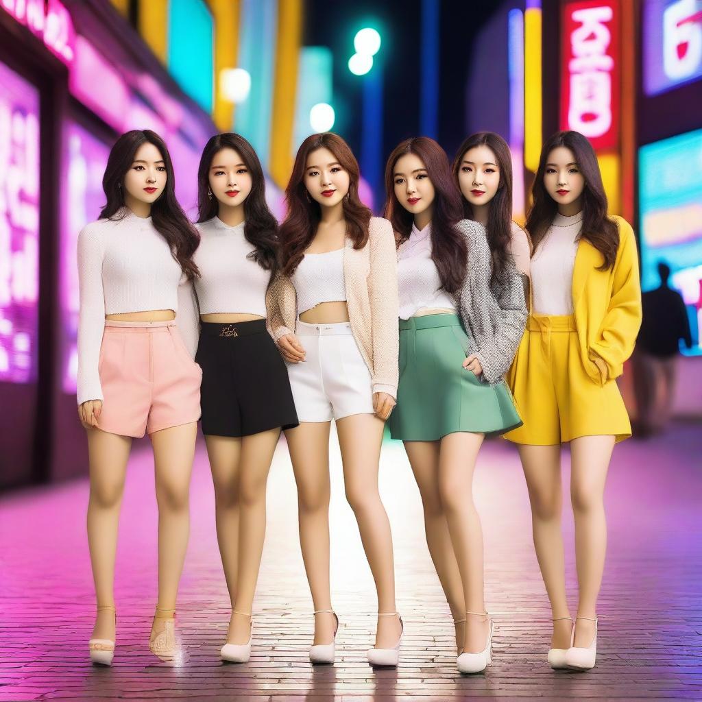 A group of stylish and attractive young Korean women posing together