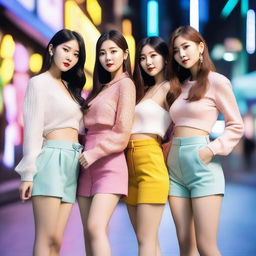 A group of stylish and attractive young Korean women posing together