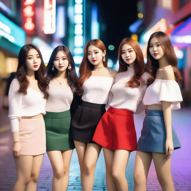 A group of stylish and attractive young Korean women posing together