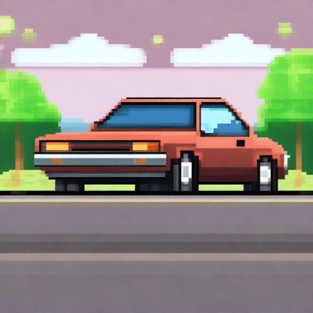 Create an image of a car in pixel art style