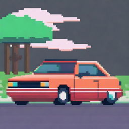 Create an image of a car in pixel art style