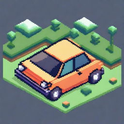 Create an image of a car in pixel art style