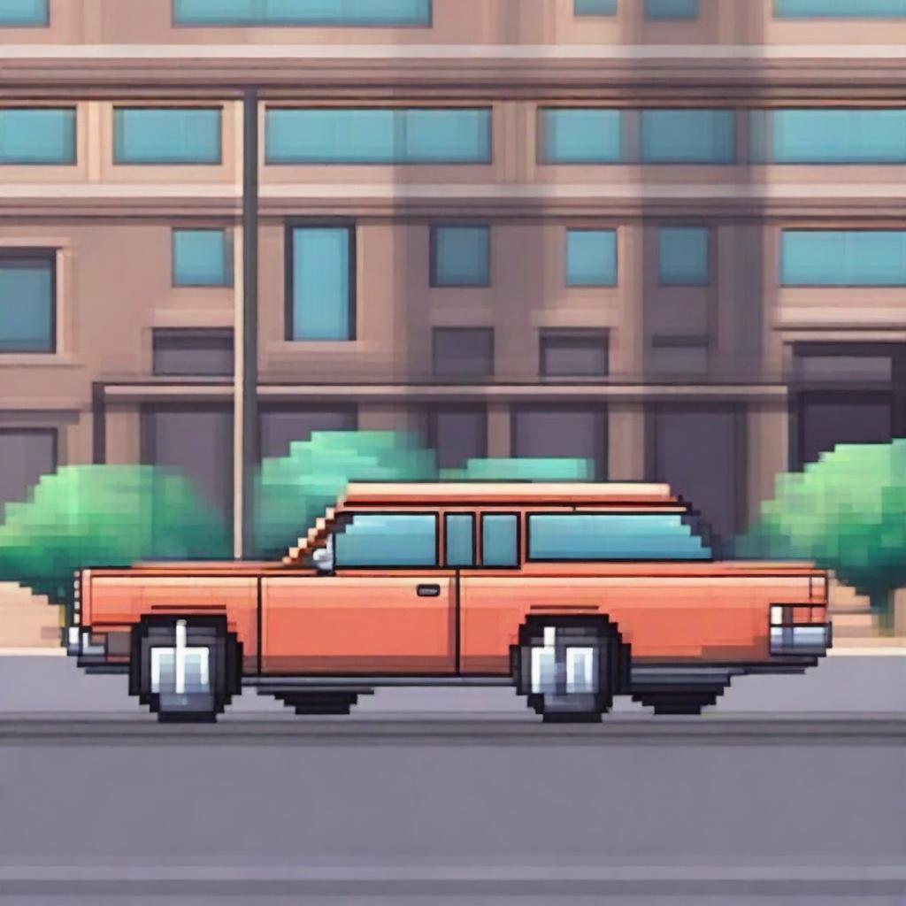 A pixel art image of a car