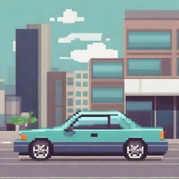 A pixel art image of a car