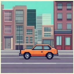 A pixel art image of a car