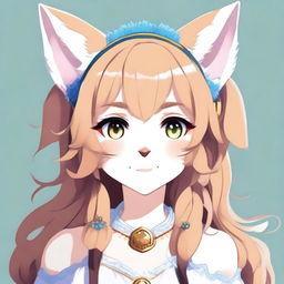 Create an anime-style waifu with lynx ears, inspired by the Iberian Lynx