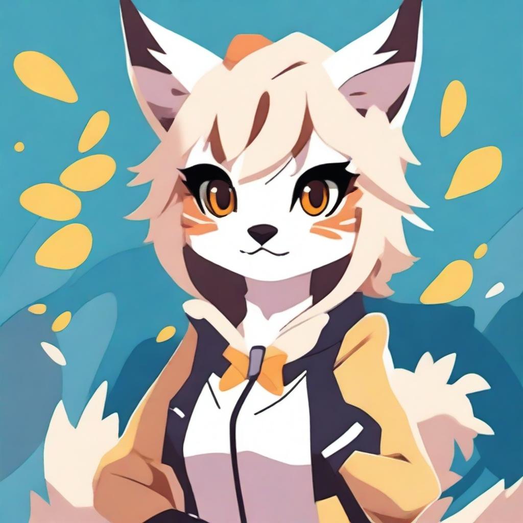 Create an image of a lynx character in the style of Kemono Friends