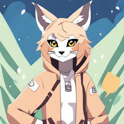 Create an image of a lynx character in the style of Kemono Friends