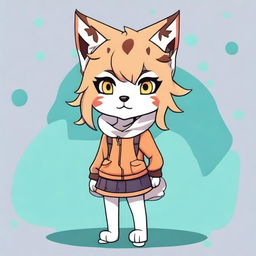 Create an image of a lynx character in the style of Kemono Friends