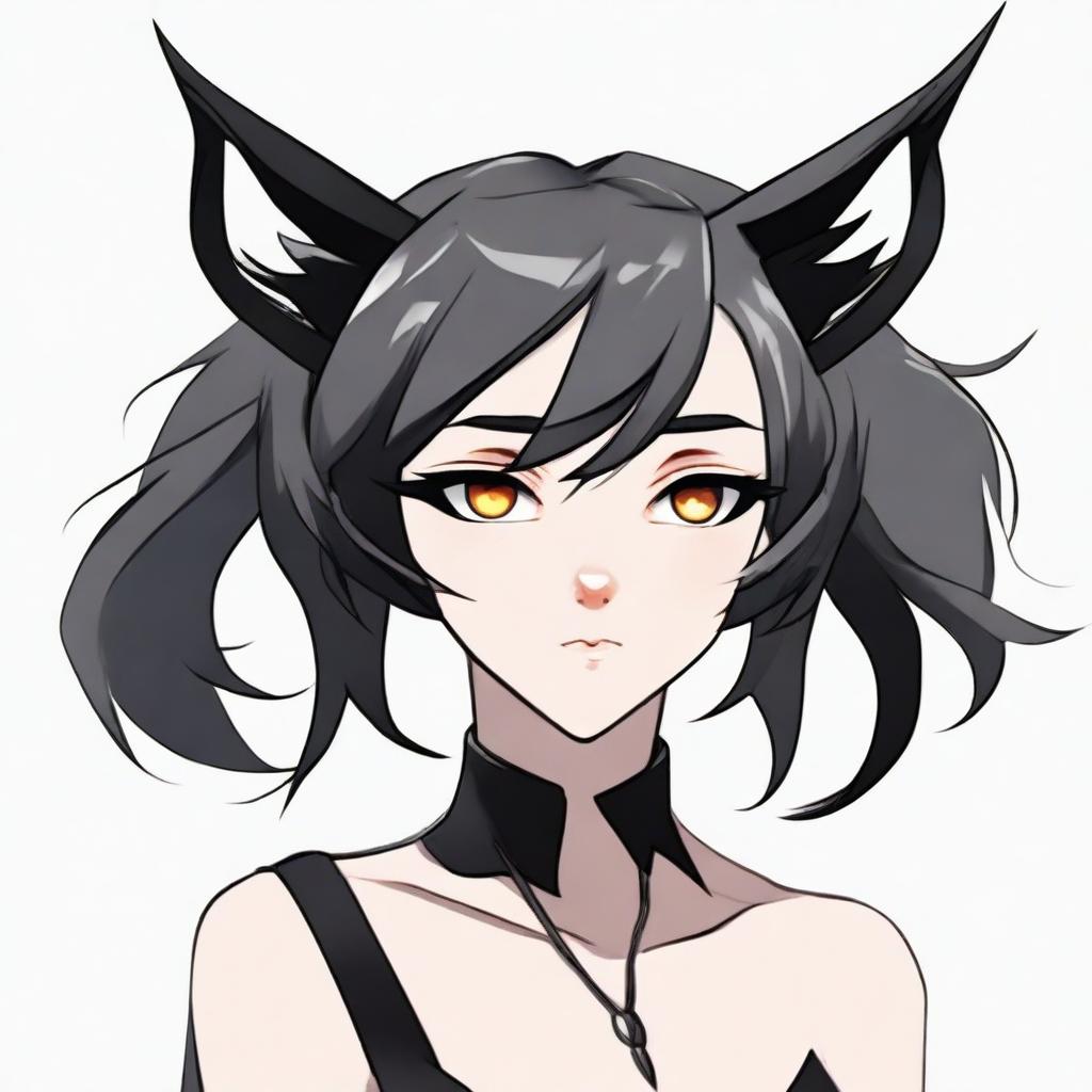 Create an image of a girl with black lynx ears