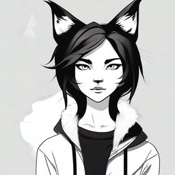 Create an image of a girl with black lynx ears