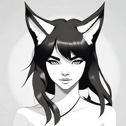 Create an image of a girl with black lynx ears