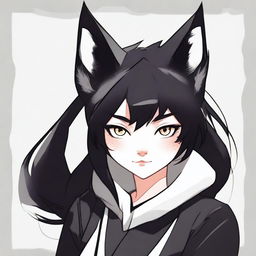 Create an image of a girl with black lynx ears