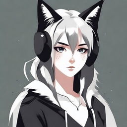 Create an image of a girl with black lynx ears