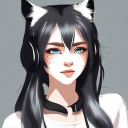 Create an image of a girl with black lynx ears