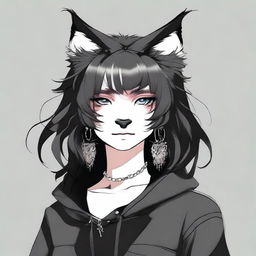 Create an image of a girl with black lynx ears