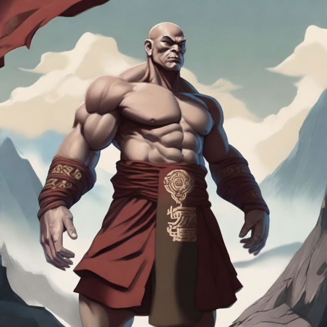 A powerful Goliath monk displaying immense strength