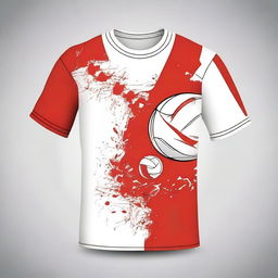 Design a volleyball t-shirt with a red base color