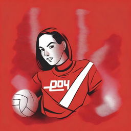 Design a volleyball t-shirt with a red base color