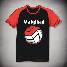 Design a volleyball t-shirt with a red base color