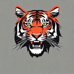 Design a volleyball t-shirt with a red base color and a tiger logo