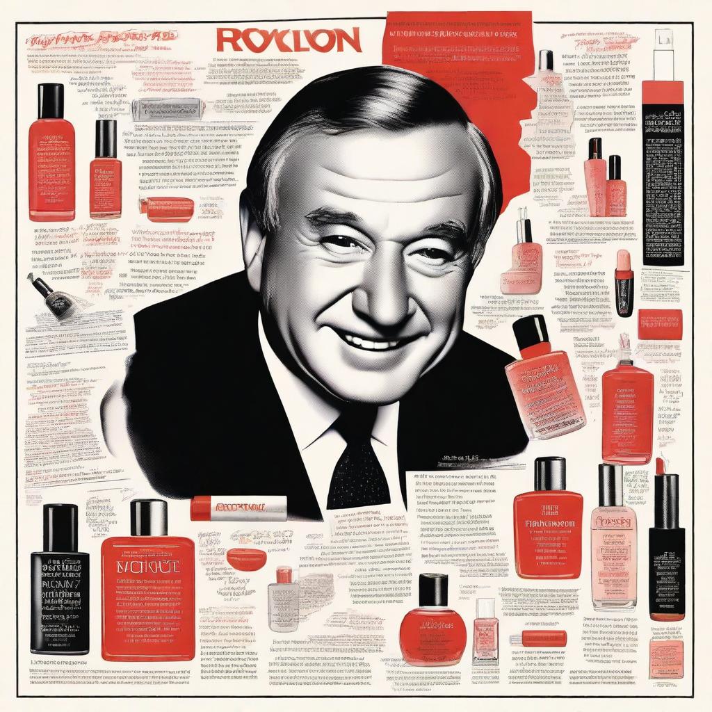 A detailed illustration of Charles Revson, the founder of Revlon, showcasing his journey in building the cosmetic company