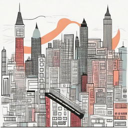 A graphic print featuring abstract drawings of cities, symbolizing travel and the freedom of women