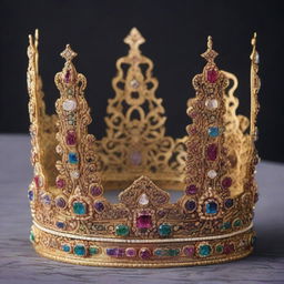 Create a detailed and ornate family crown with intricate designs and embellishments