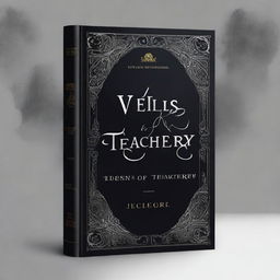 Design a book cover for a novel titled 'Veils of Treachery'