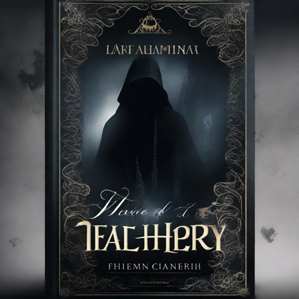 Design a book cover for a novel titled 'Veils of Treachery'