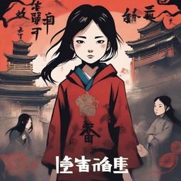 A captivating book cover featuring a 12-year-old Chinese girl as the main character, surrounded by British characters